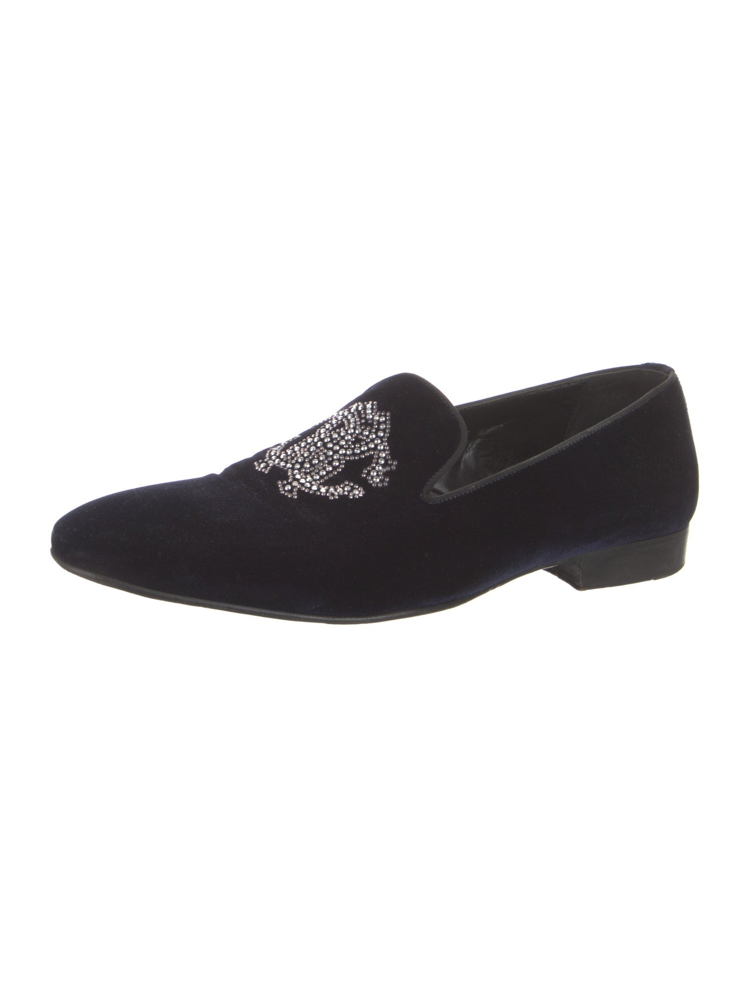 Roberto Cavalli Velvet Crystal Embellishments Loafers