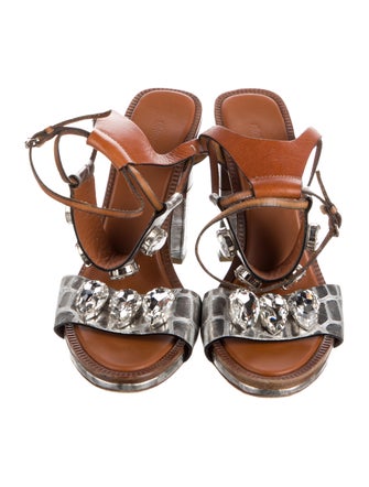 Roberto Cavalli Leather Animal Print Sandals
