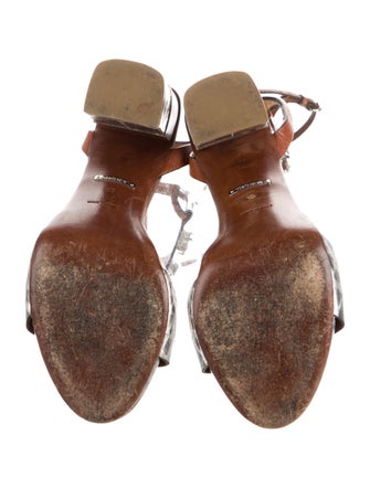 Roberto Cavalli Leather Animal Print Sandals