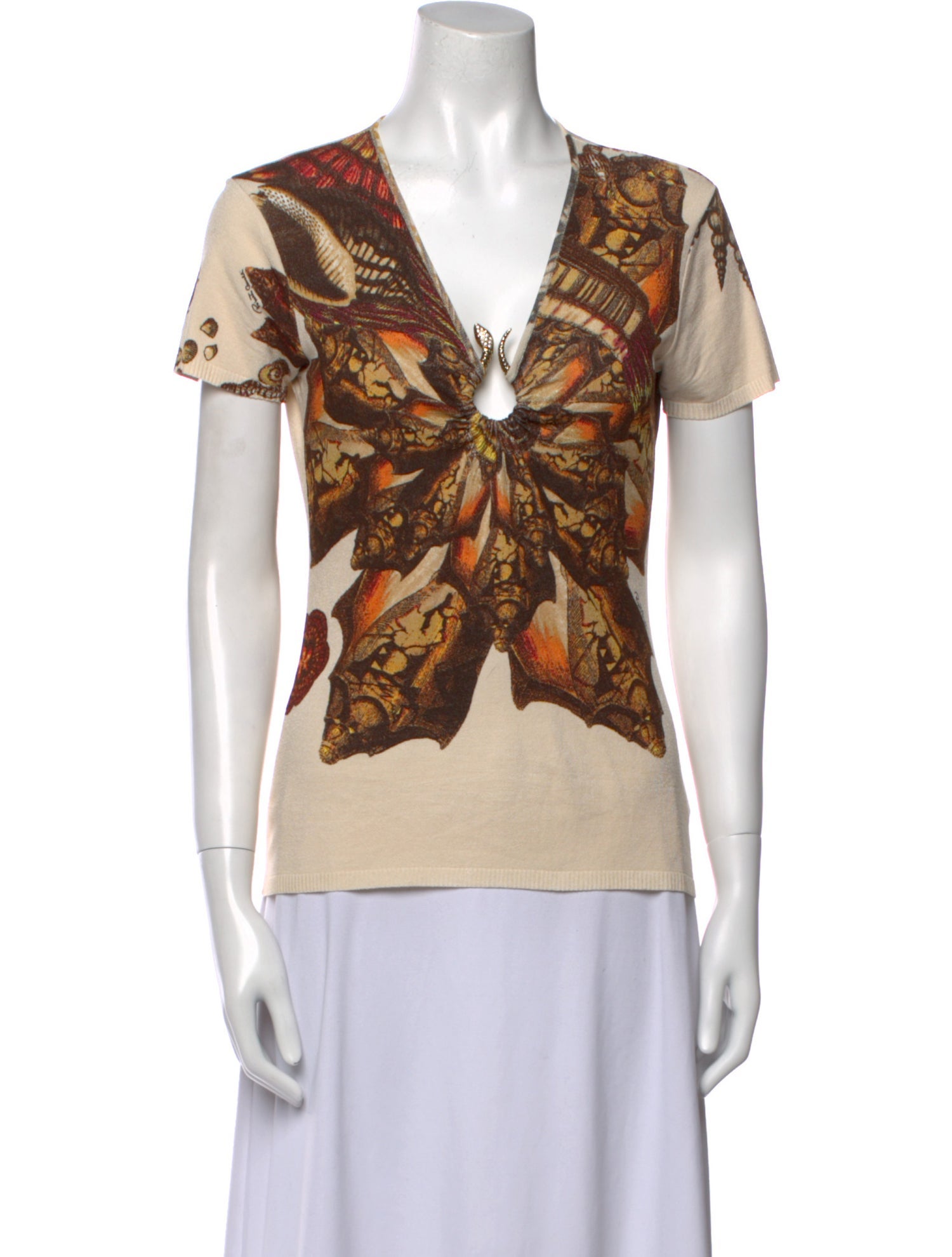 Roberto Cavalli Printed V-Neck Top