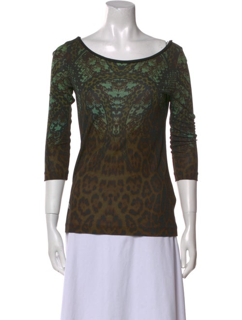 Roberto Cavalli Animal Print Bateau Neckline T-Shirt