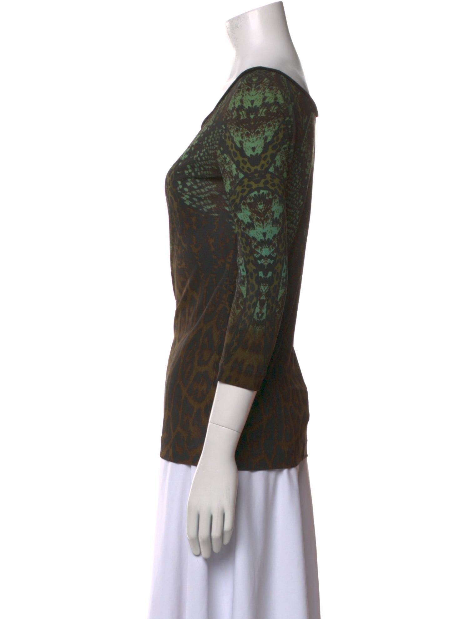 Roberto Cavalli Animal Print Bateau Neckline T-Shirt