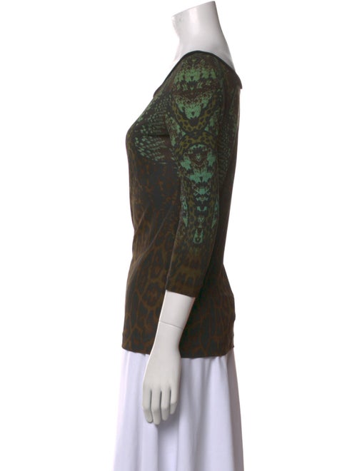 Roberto Cavalli Animal Print Bateau Neckline T-Shirt