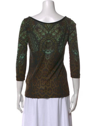 Roberto Cavalli Animal Print Bateau Neckline T-Shirt