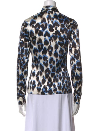 Roberto Cavalli Silk Animal Print Button-Up Top