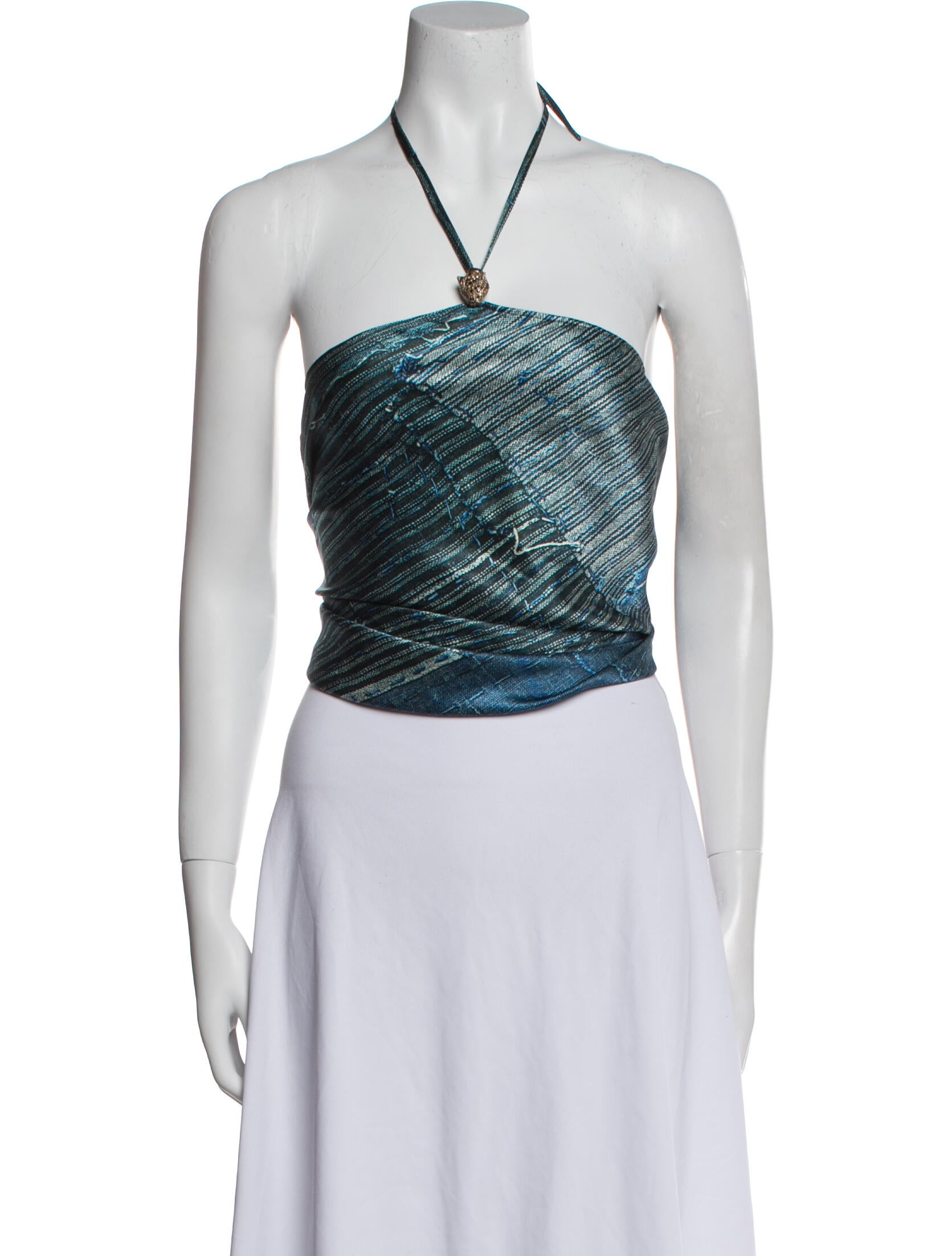 Roberto Cavalli Silk Striped Crop Top