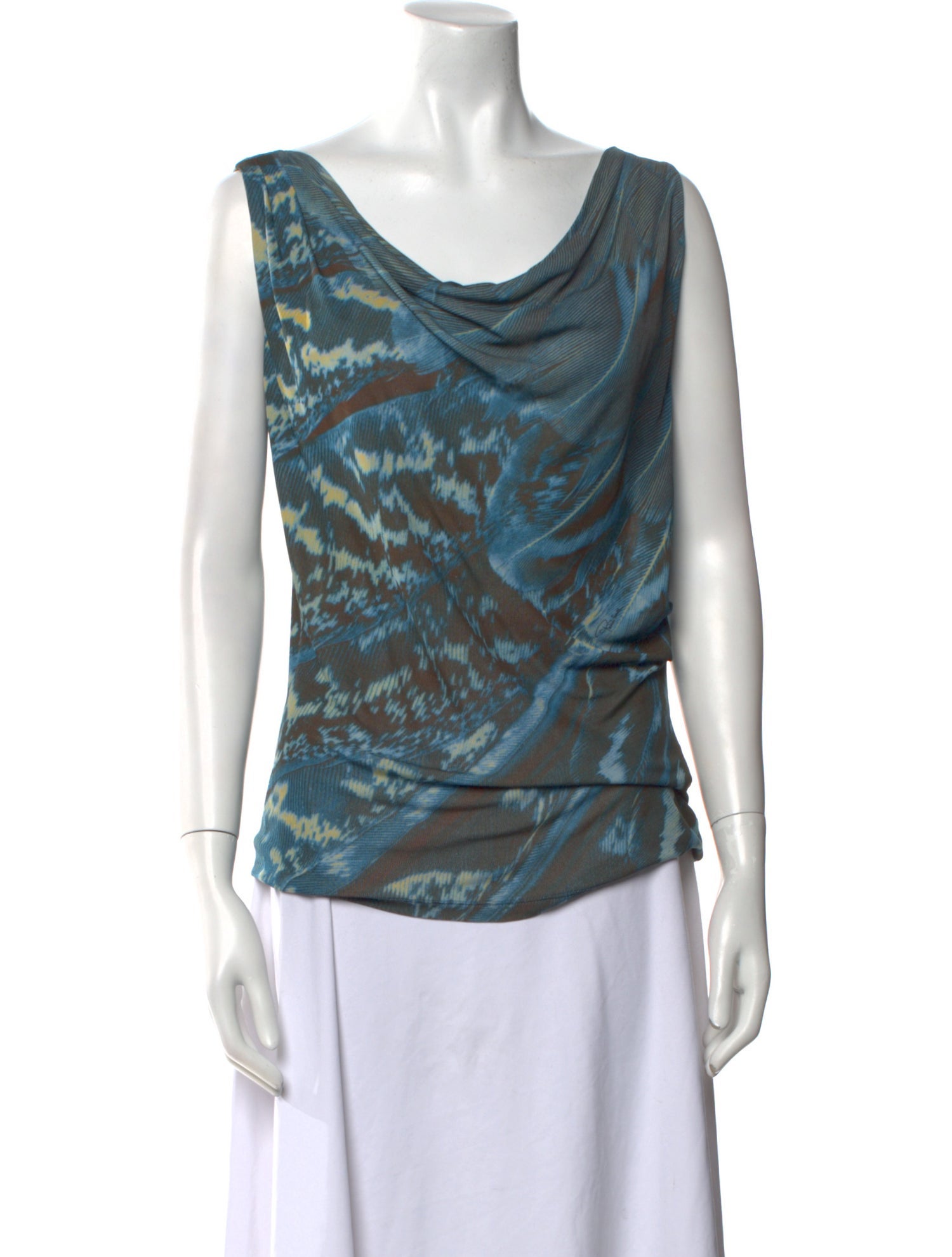 Roberto Cavalli Printed Cowl Neck Top
