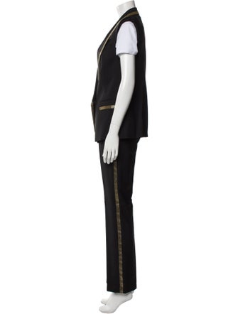 Roberto Cavalli Virgin Wool Beaded Accents Pant Set