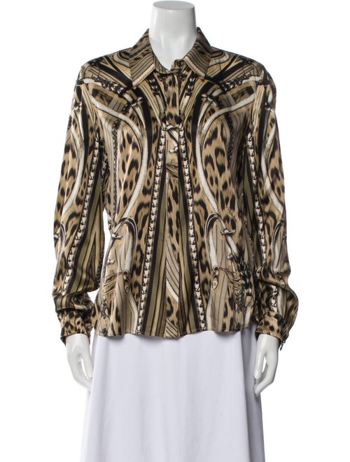 Roberto Cavalli Silk Printed Button-Up Top