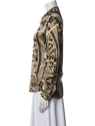 Roberto Cavalli Silk Printed Button-Up Top