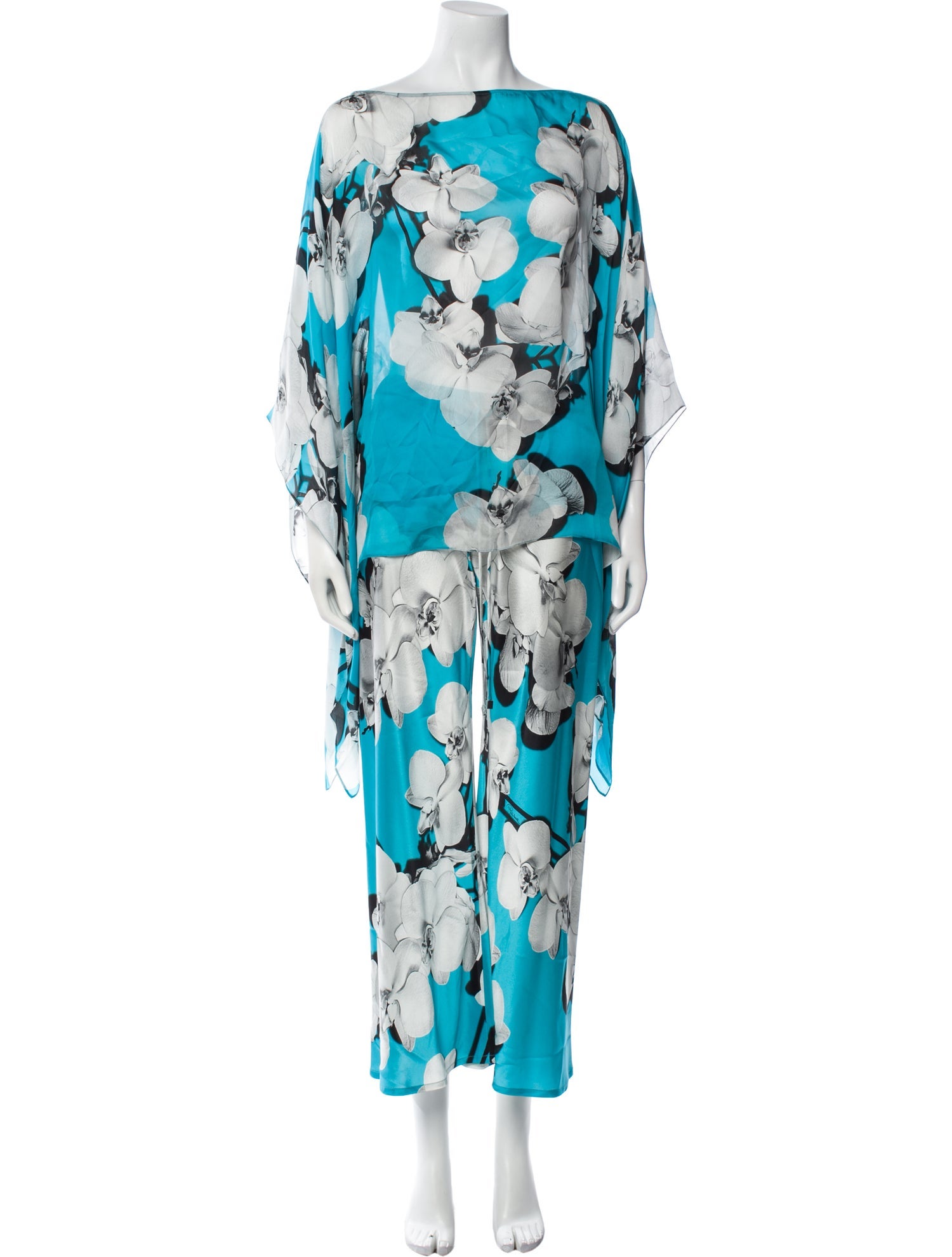 Roberto Cavalli Silk Floral Print Pant Set