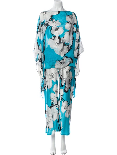 Roberto Cavalli Silk Floral Print Pant Set