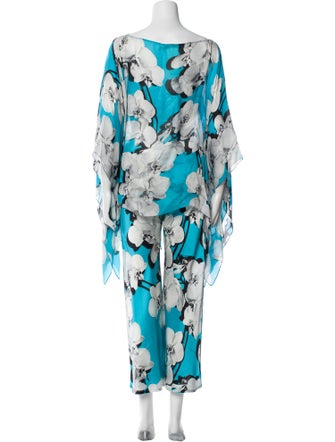 Roberto Cavalli Silk Floral Print Pant Set