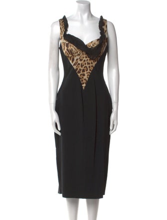 Roberto Cavalli Wool Midi Length Dress