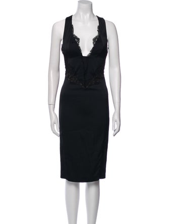 Roberto Cavalli V-Neck Midi Length Dress