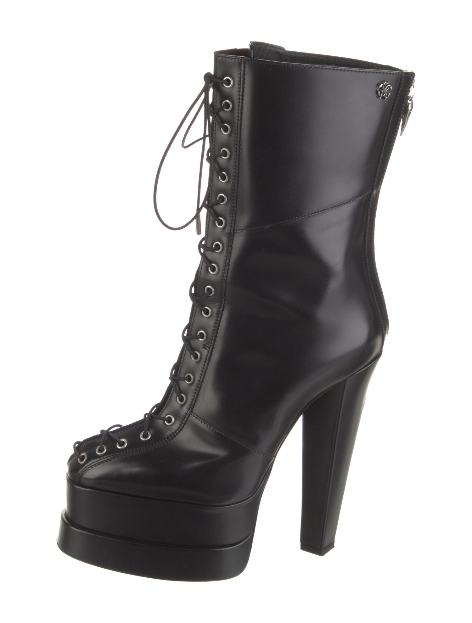 Roberto Cavalli Leather Lace-Up Boots