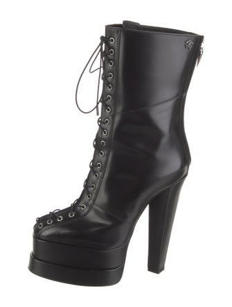Roberto Cavalli Leather Lace-Up Boots