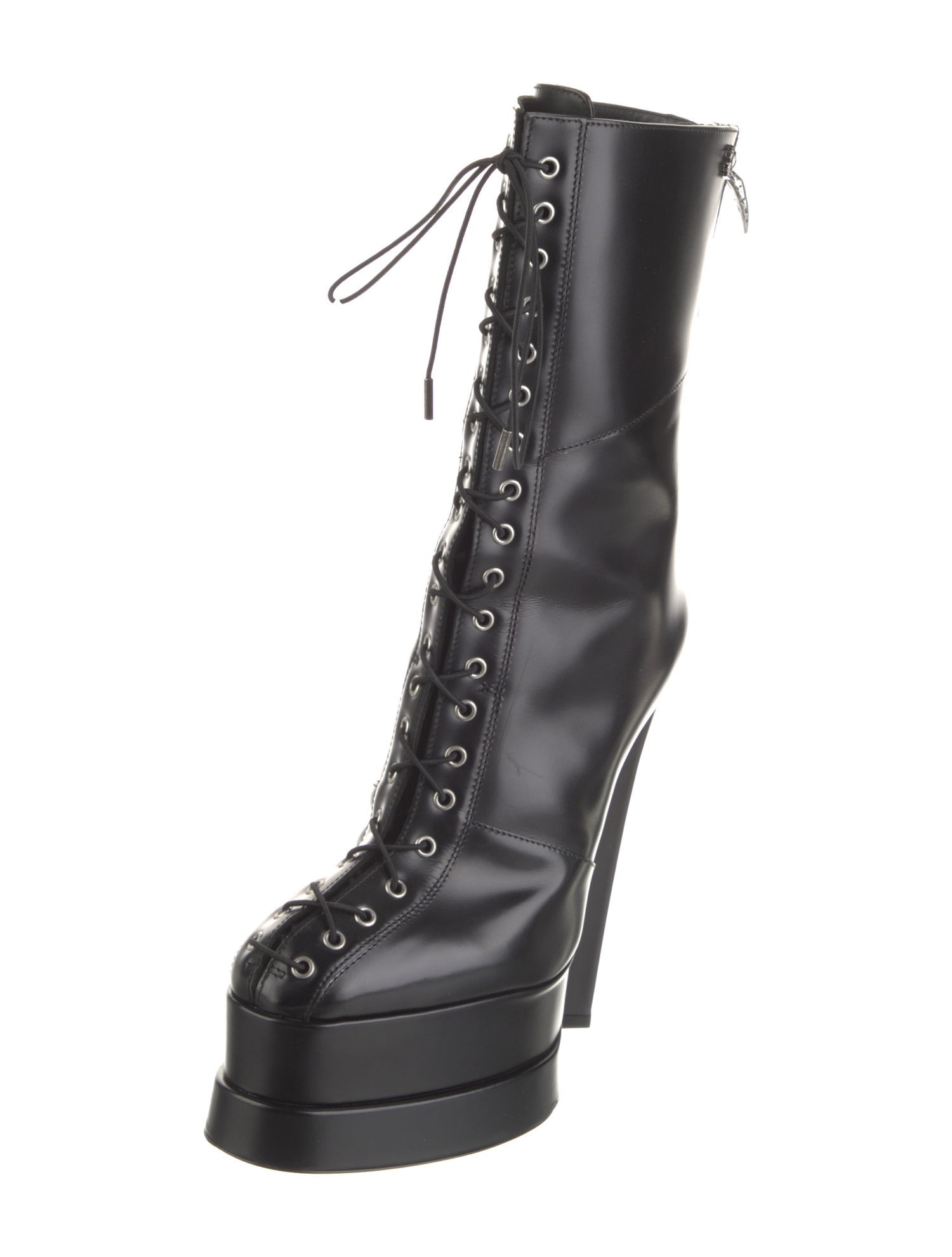 Roberto Cavalli Leather Lace-Up Boots