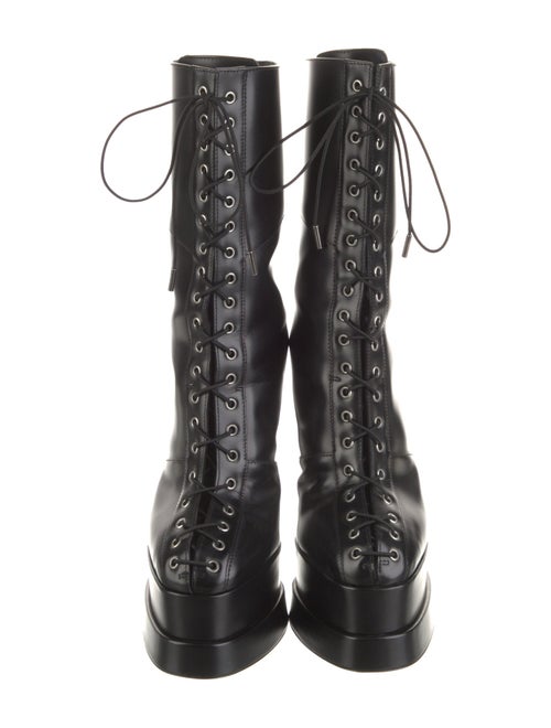 Roberto Cavalli Leather Lace-Up Boots