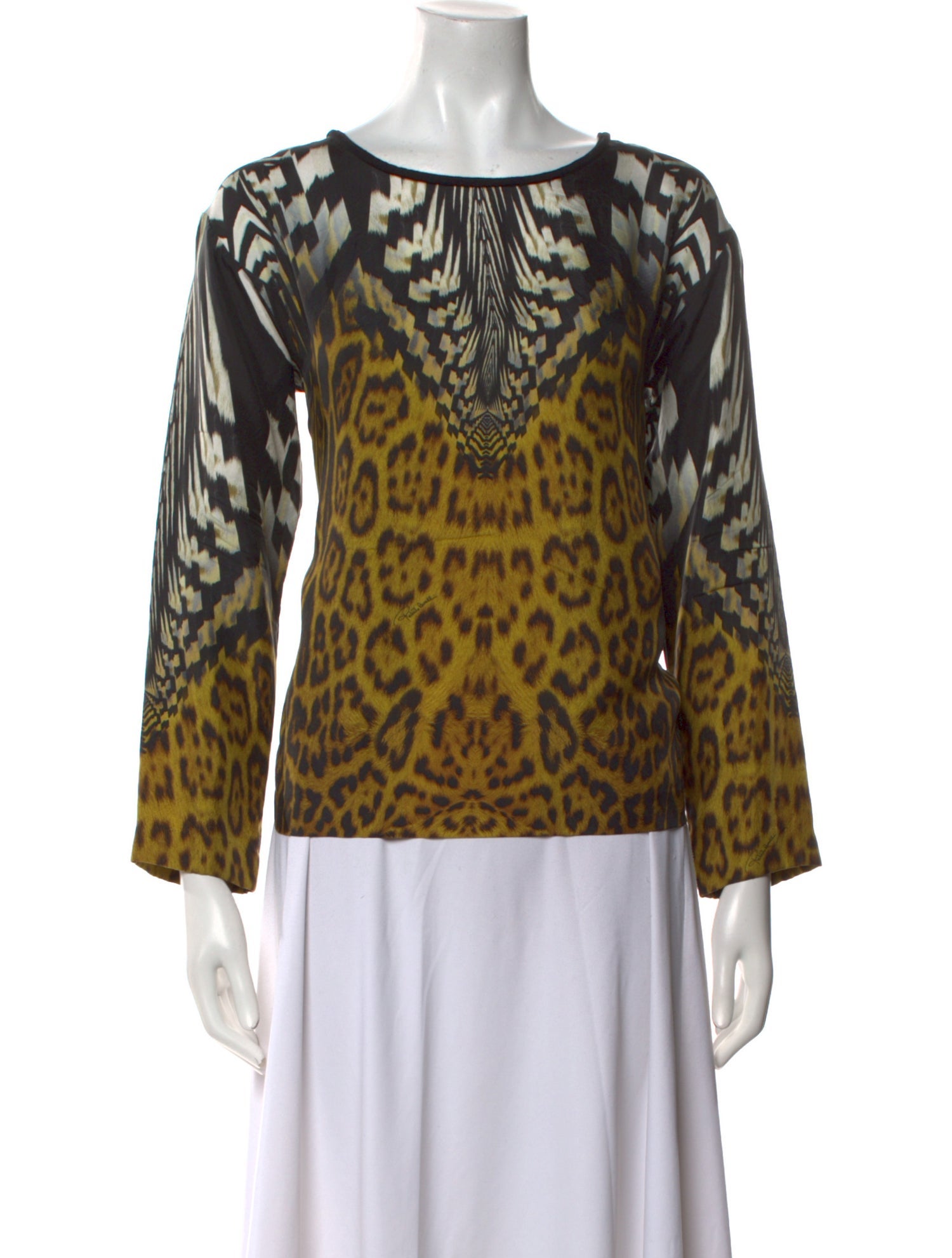 Roberto Cavalli Silk Animal Print Blouse