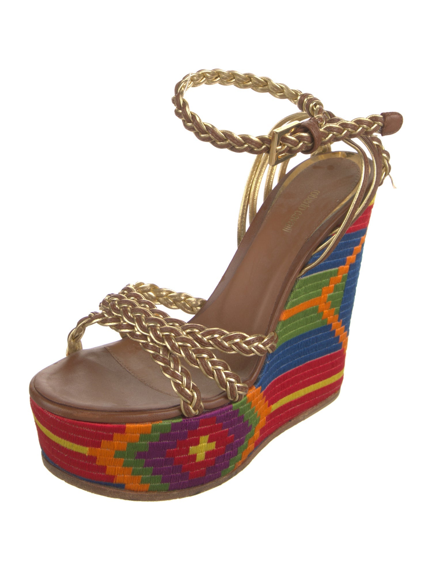 Roberto Cavalli Leather Printed Sandals