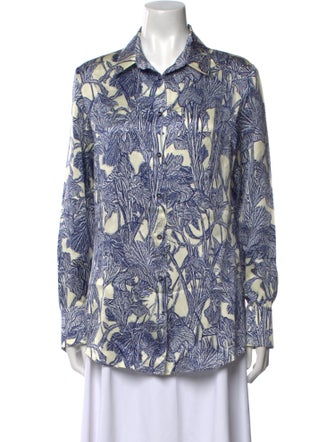 Roberto Cavalli Printed Long Sleeve Button-Up Top