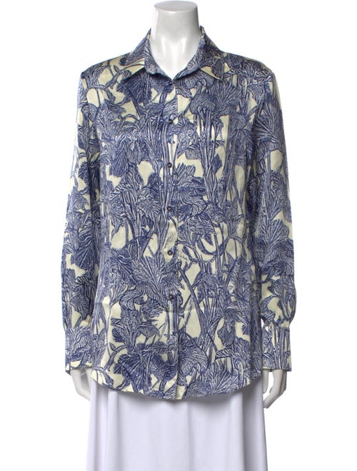 Roberto Cavalli Printed Long Sleeve Button-Up Top
