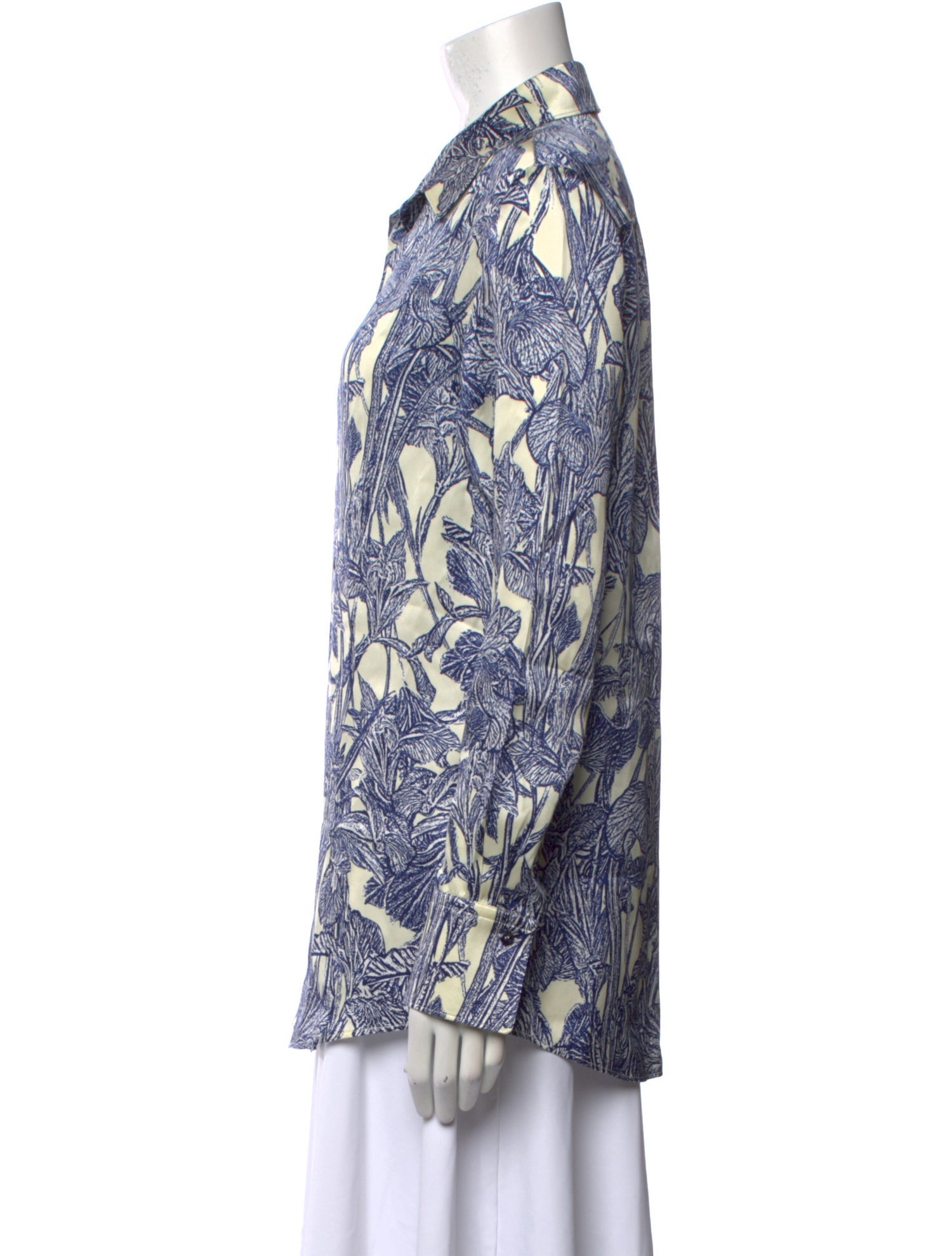 Roberto Cavalli Printed Long Sleeve Button-Up Top