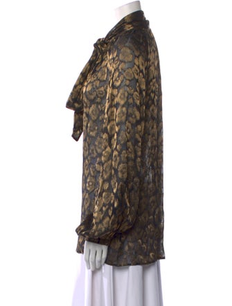 Roberto Cavalli Animal Print Mock Neck Blouse