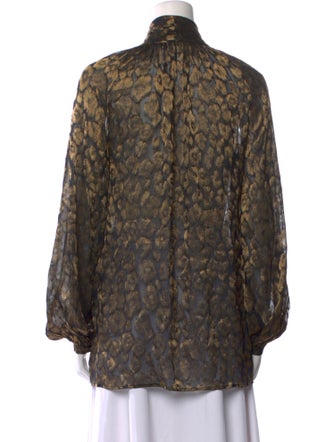 Roberto Cavalli Animal Print Mock Neck Blouse
