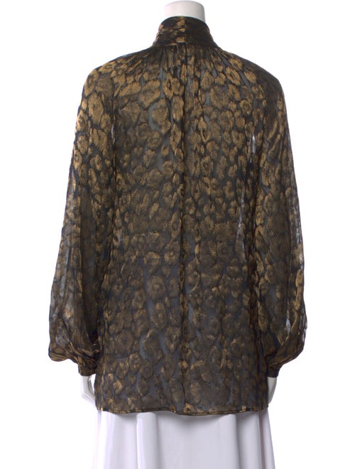 Roberto Cavalli Animal Print Mock Neck Blouse