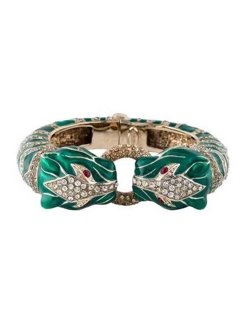 Roberto Cavalli Crystal & Enamel Tiger Cuff Bracelet