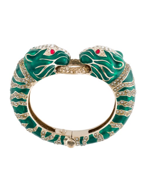Roberto Cavalli Crystal & Enamel Tiger Cuff Bracelet