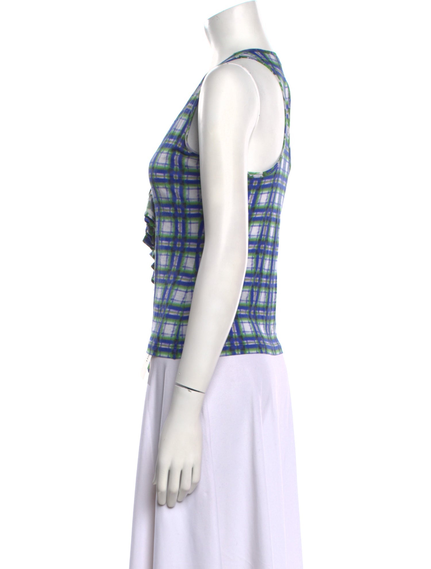 Roberto Cavalli Plaid Print Square Neckline Crop Top