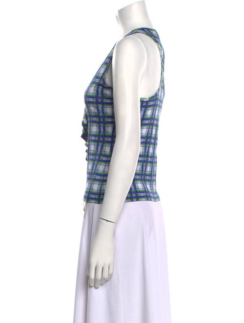 Roberto Cavalli Plaid Print Square Neckline Crop Top