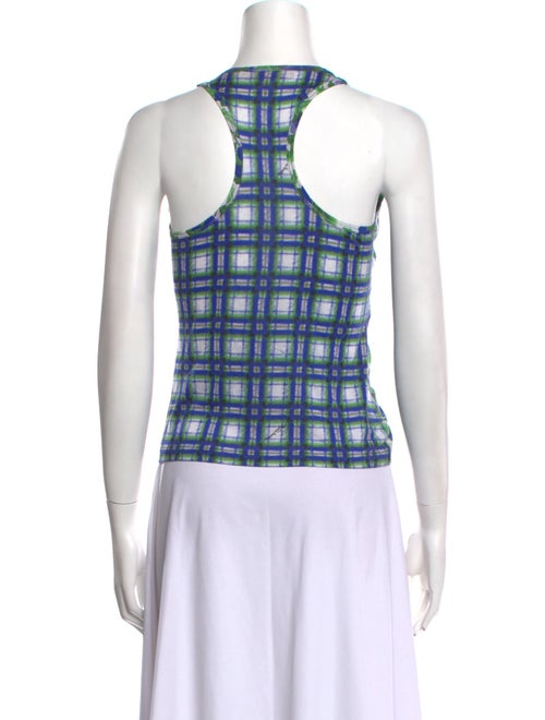 Roberto Cavalli Plaid Print Square Neckline Crop Top