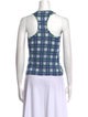 Roberto Cavalli Plaid Print Square Neckline Crop Top