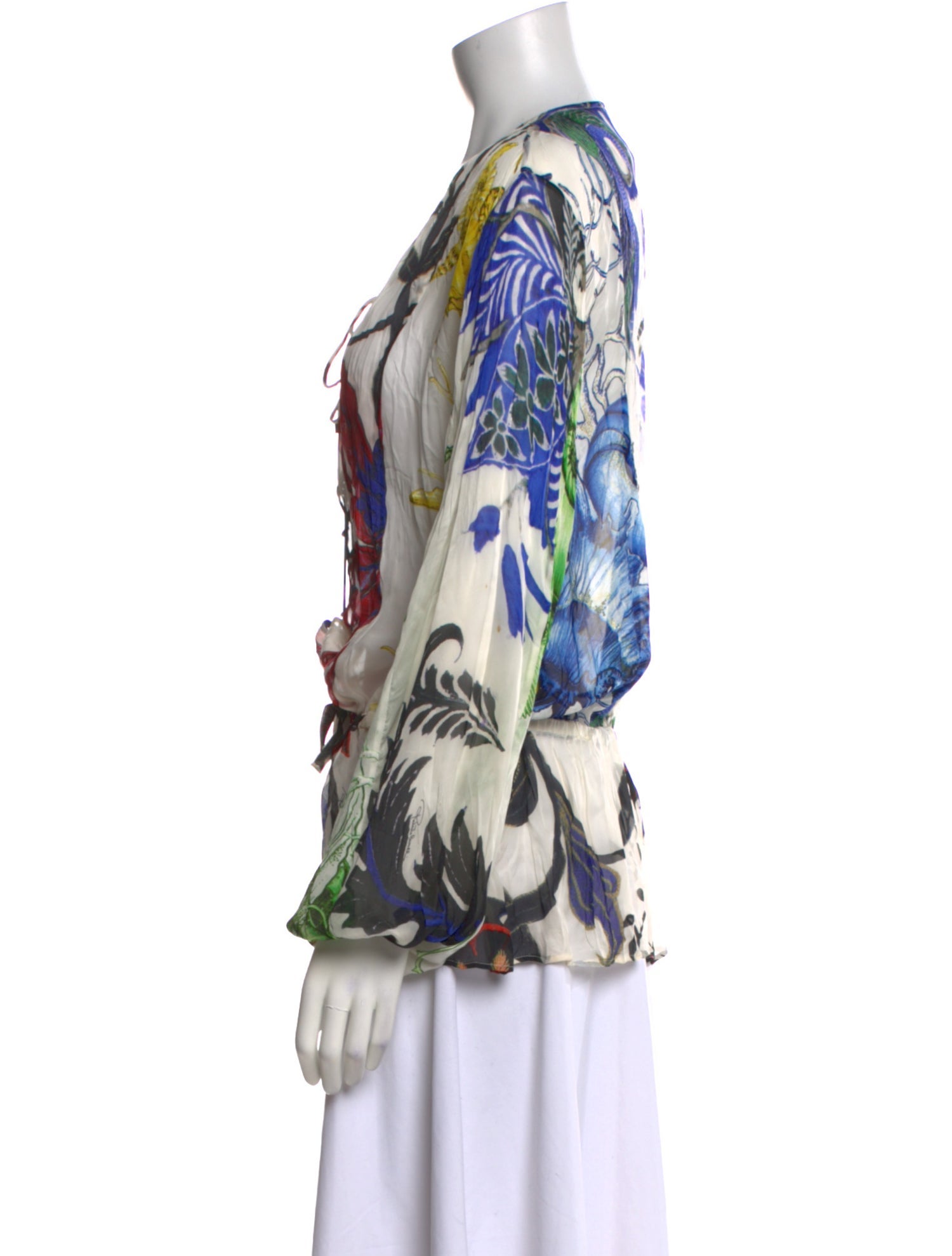 Roberto Cavalli Silk Floral Print Blouse
