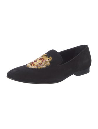Roberto Cavalli Velvet Embroidered Accent Loafers