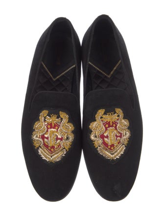 Roberto Cavalli Velvet Embroidered Accent Loafers