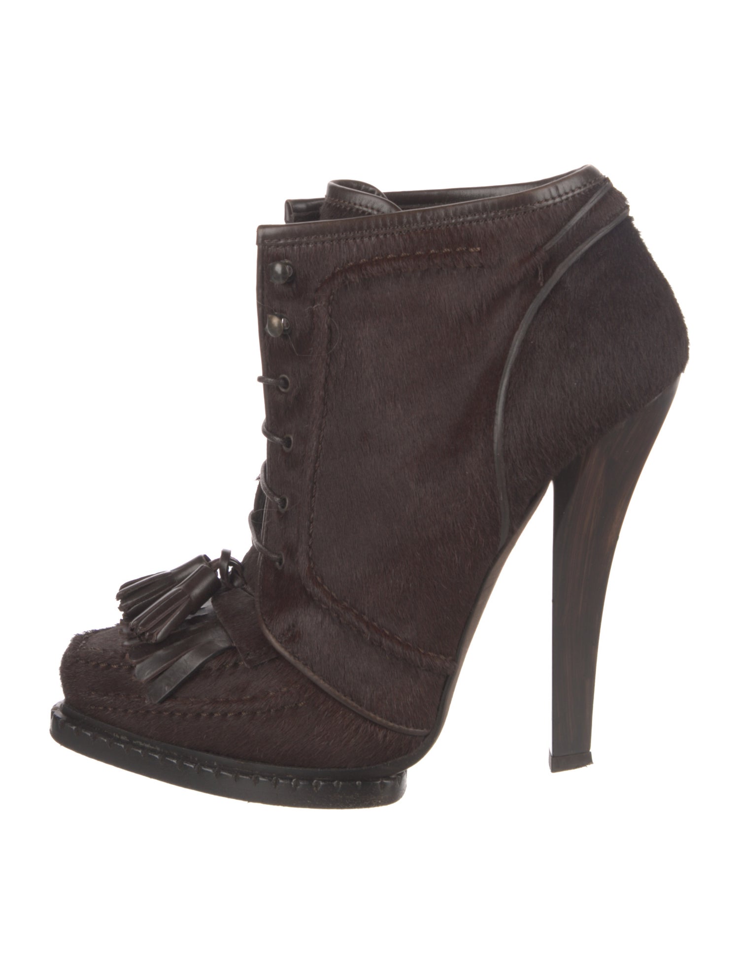 Roberto Cavalli Ponyhair Lace-Up Boots