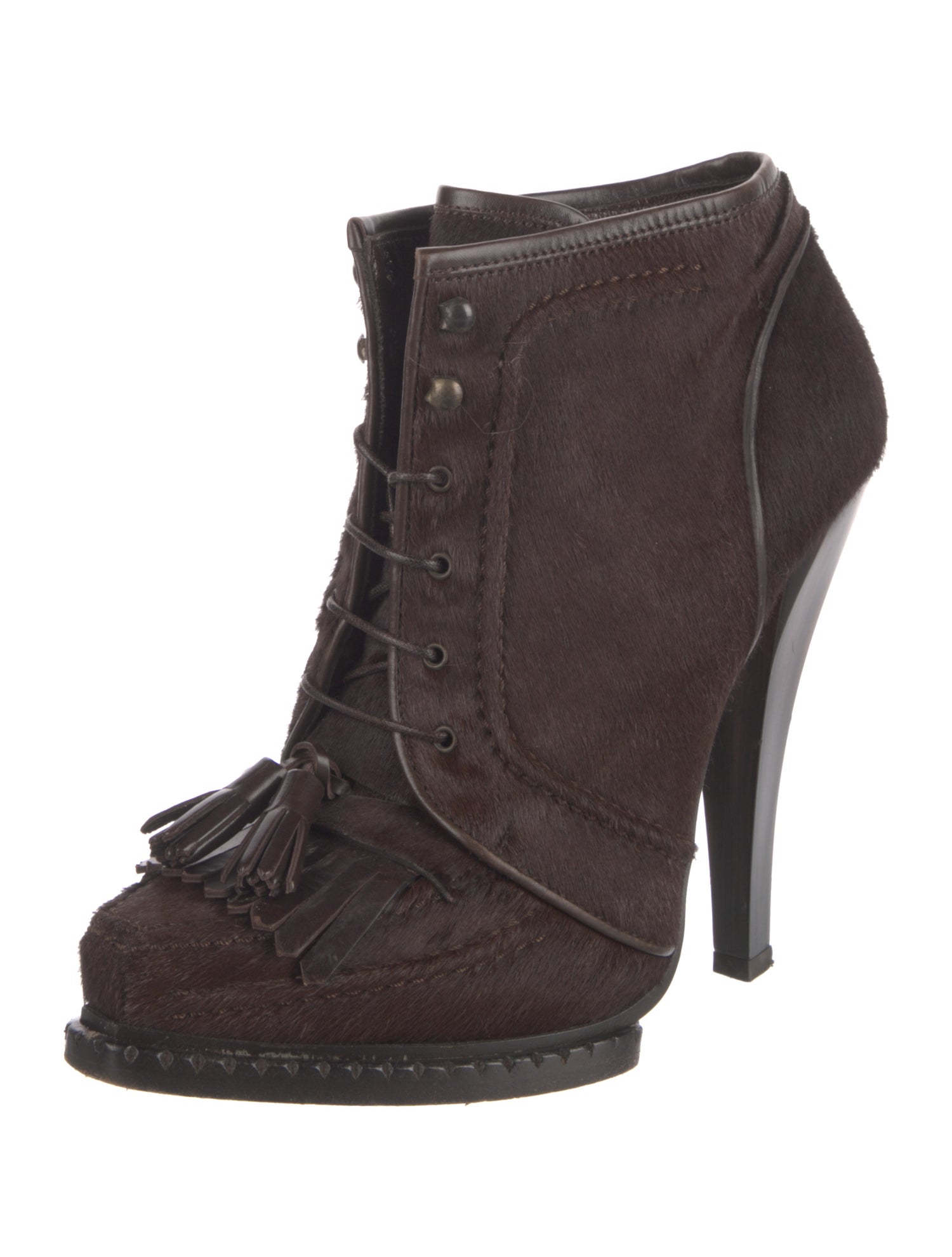 Roberto Cavalli Ponyhair Lace-Up Boots
