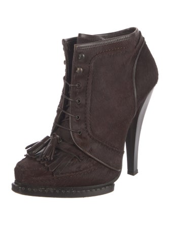 Roberto Cavalli Ponyhair Lace-Up Boots