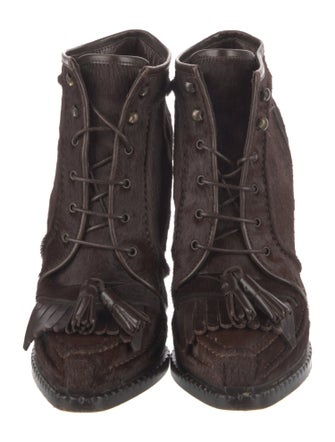 Roberto Cavalli Ponyhair Lace-Up Boots