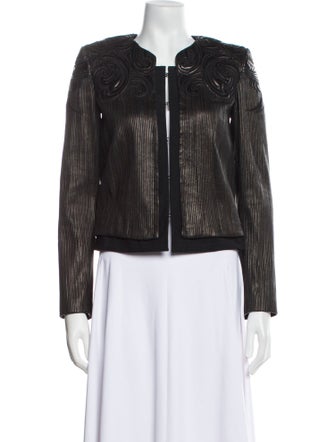 Roberto Cavalli Leather Patterned Biker Jacket