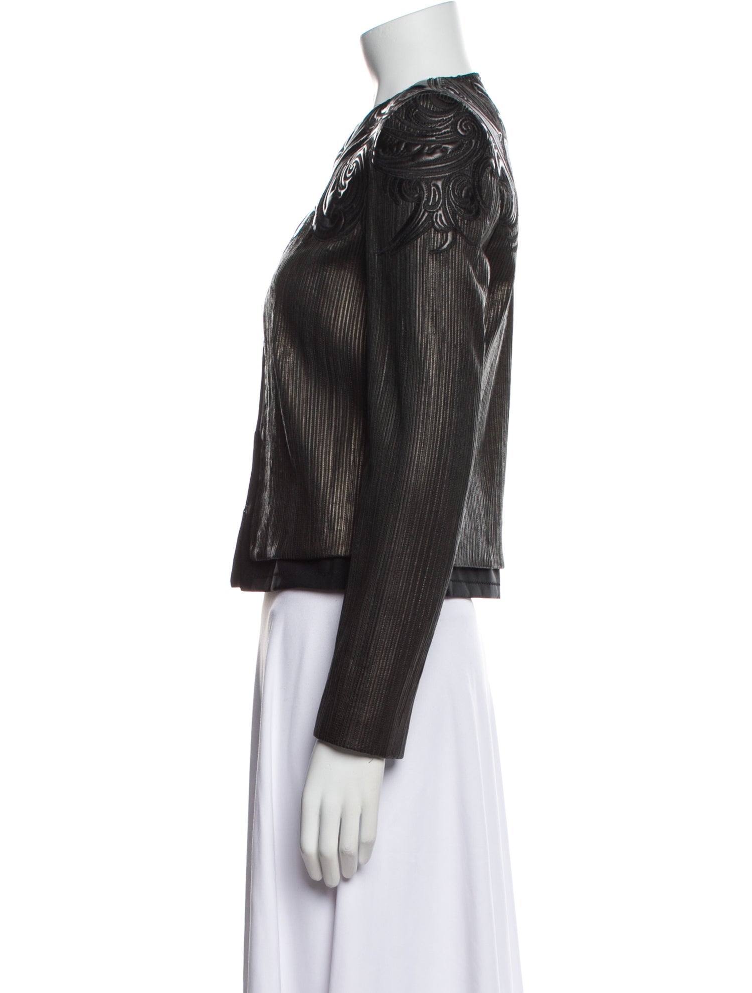 Roberto Cavalli Leather Patterned Biker Jacket