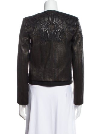 Roberto Cavalli Leather Patterned Biker Jacket