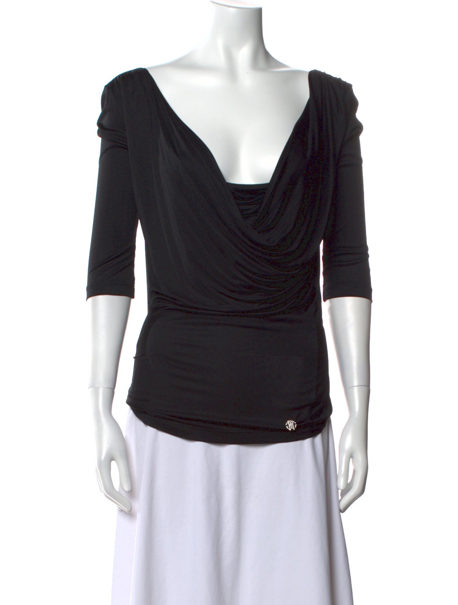 Roberto Cavalli Cowl Neck Three-Quarter Sleeve Top