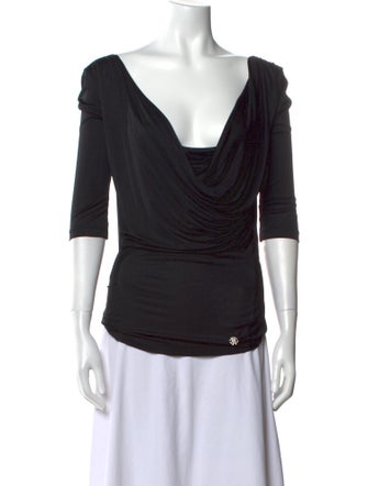 Roberto Cavalli Cowl Neck Three-Quarter Sleeve Top