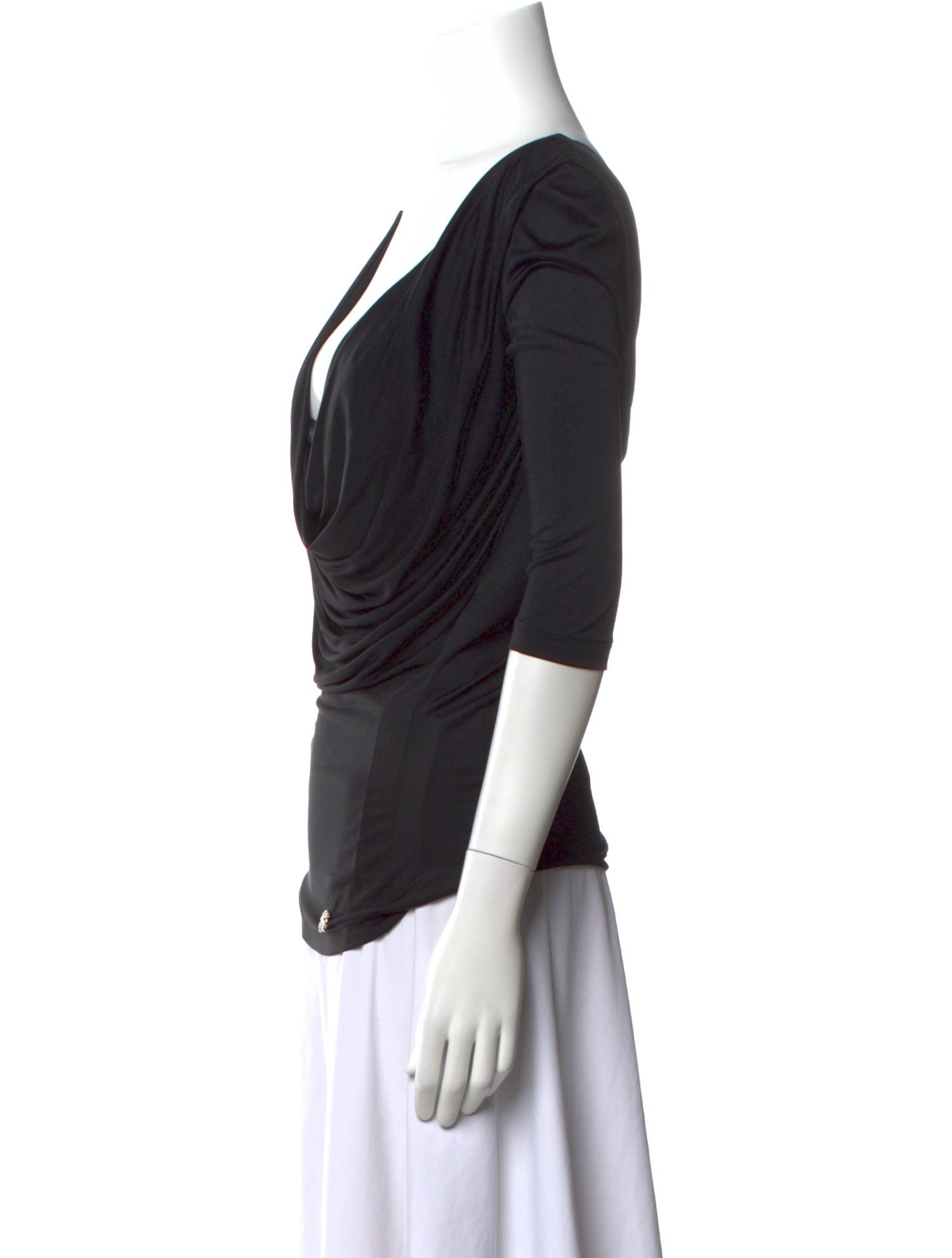 Roberto Cavalli Cowl Neck Three-Quarter Sleeve Top